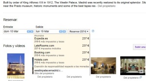 Expedia, Laterooms.com, booking.com y hotels.com ofrecen todos 237 euros